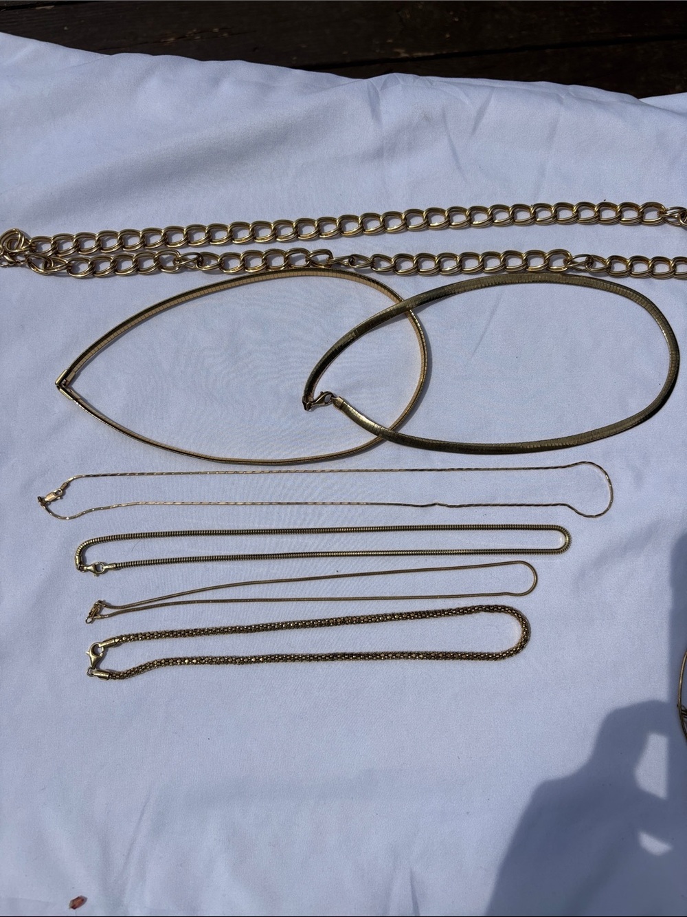 7 Gold Tone Mixed Necklaces Set